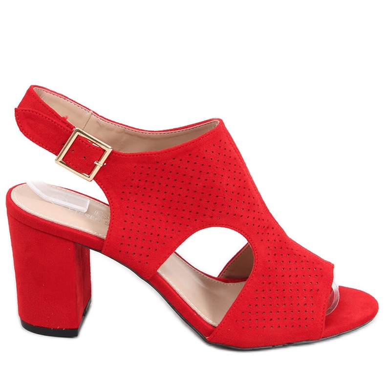 Prolamované sandály na vysokém podpatku Stacy Red červené