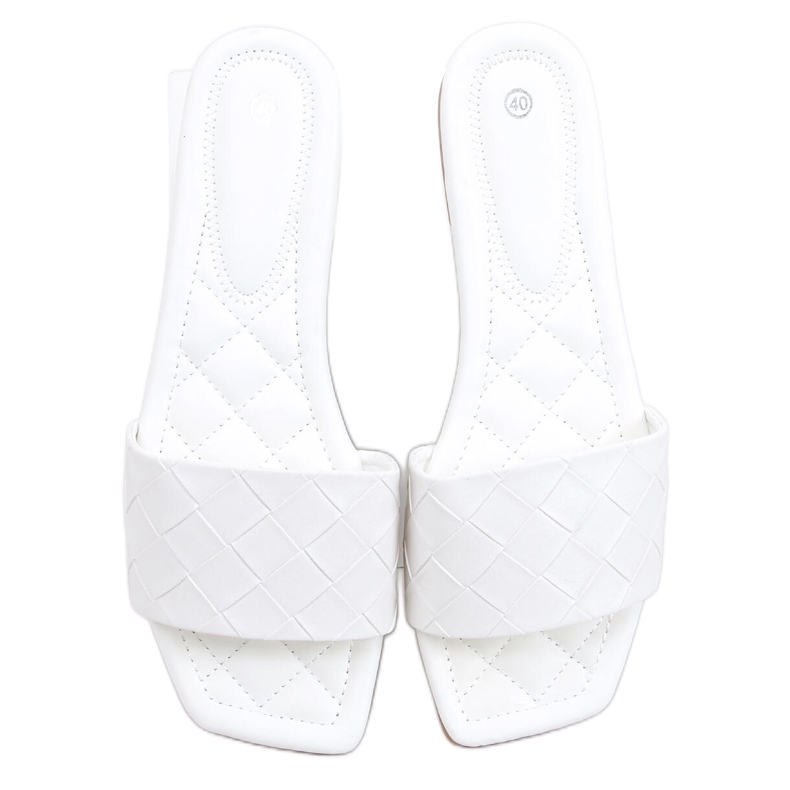 Sahar White pantofle se čtvercovou podrážkou bílý