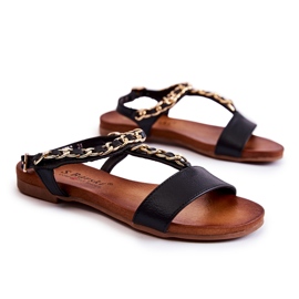 S.Barski Dětské sandály s přezkou Black Letto černý