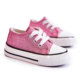 FR1 Dětské tenisky vázané Pink Wella růžový FR1 Dětské tenisky vázané Pink Wella růžový