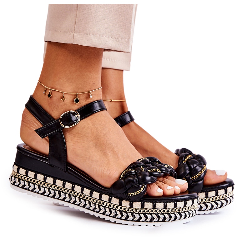 PS1 Dámské sandály na klínu Black Chaves černá