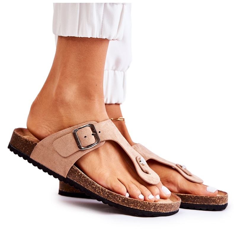 FB1 Dámské pantofle se sponou Béžová Elina béžový