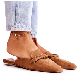 FB1 Dámské pantofle Suede Béžová Olena hnědý