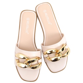 Pantofle s řetízkem Dalia Beige béžový Pantofle s řetízkem Dalia Beige béžový