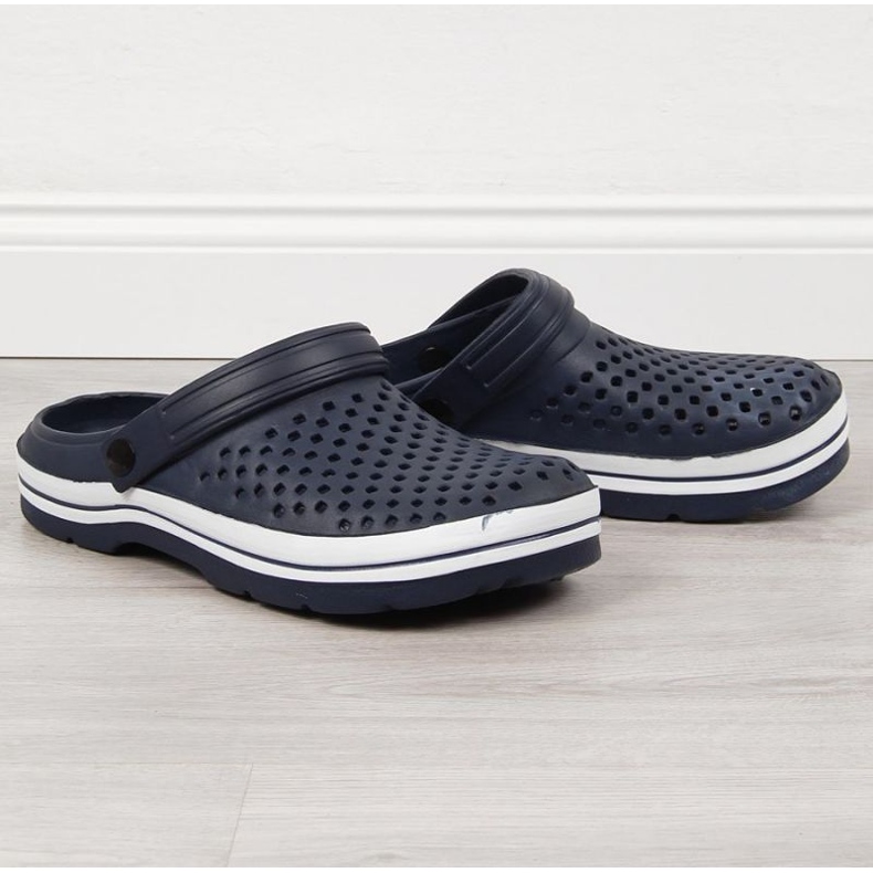 Novinky M EVE301B tmavě modré prolamované pěnové pantofle námořnická modrá