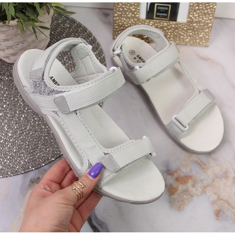 American Club W AM896B šedé sandály na suchý zip