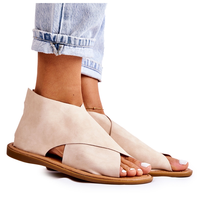 S.Barski Dámské kožené sandály béžová Catalise béžový