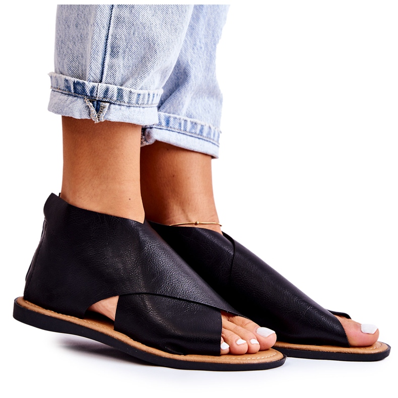 S.Barski Dámské černé kožené sandály Catalise černá