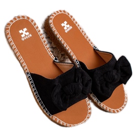 SHELOVET Pantofle s mašlí černý