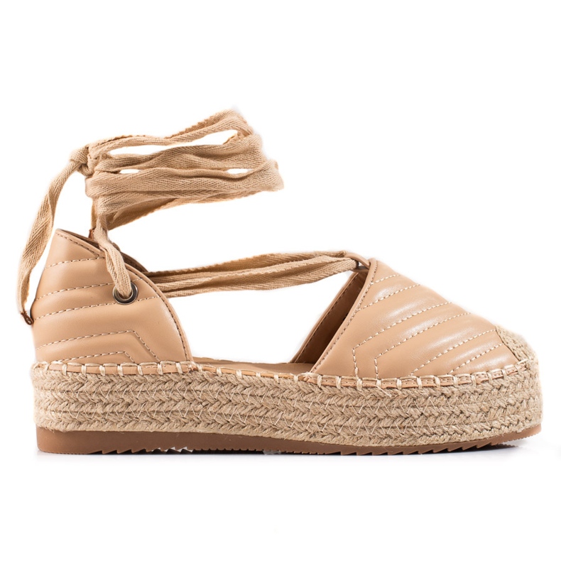 SHELOVET Svázané espadrilky na platformě béžový