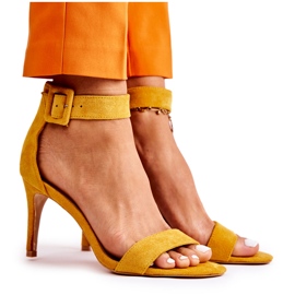 Dámské semišové sandály na vysokém podpatku žluté Marconi žlutá