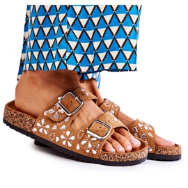 PG1 Hnědé semišové pantofle Dalvio s kamínky hnědý