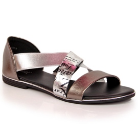 Dámské sandály s gumičkou, stříbrné Jezzi stříbrný