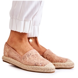 S.Barski Klasické dámské prolamované espadrilky Nude Catris béžový