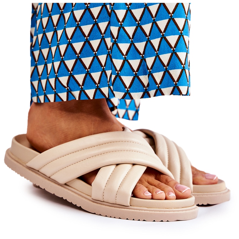 PJ1 Klasické dámské kožené pantofle Béžová Daron béžový