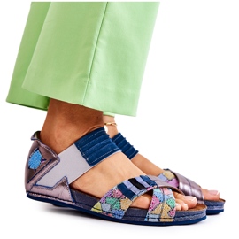 Kožené sandály s žebrovaným Maciejka 03375 Modrá modrý Kožené sandály s žebrovaným Maciejka 03375 Modrá modrý