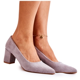 PS1 Klasické Semišové Lodičky Na šedém Podpatku Lency šedá