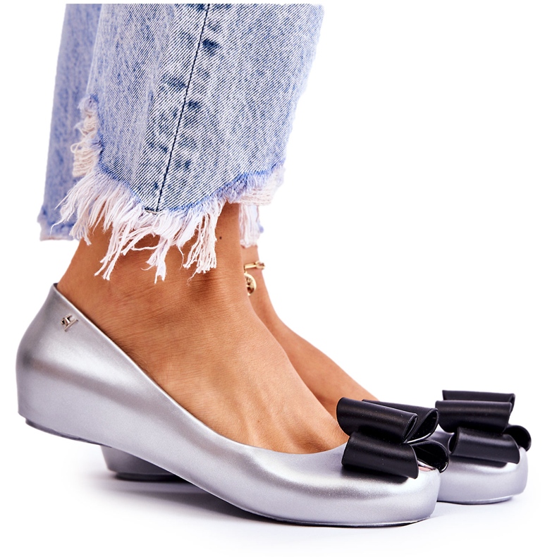 PH1 Dámské Gumové Baleríny S Mašlí Stříbrné Florret stříbrný