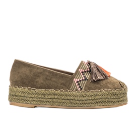 Zelené espadrilky na platformě Pisquid khaki zelený