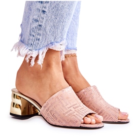 PA2 Semišové dámské pantofle na vysokém podpatku Světle růžové Perry růžový