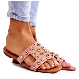 PG1 Dámské klasické pantofle s ozdobami Pink Scotlyn růžový