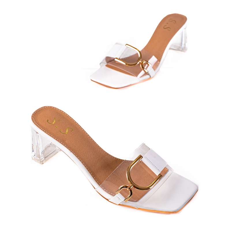 SHELOVET Transparentní pantofle na sloupku bílý