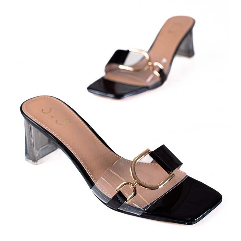 SHELOVET Průhledné chlopně na sloupku černá