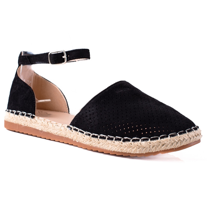 SHELOVET Prolamované espadrilky černá SHELOVET Prolamované espadrilky černá