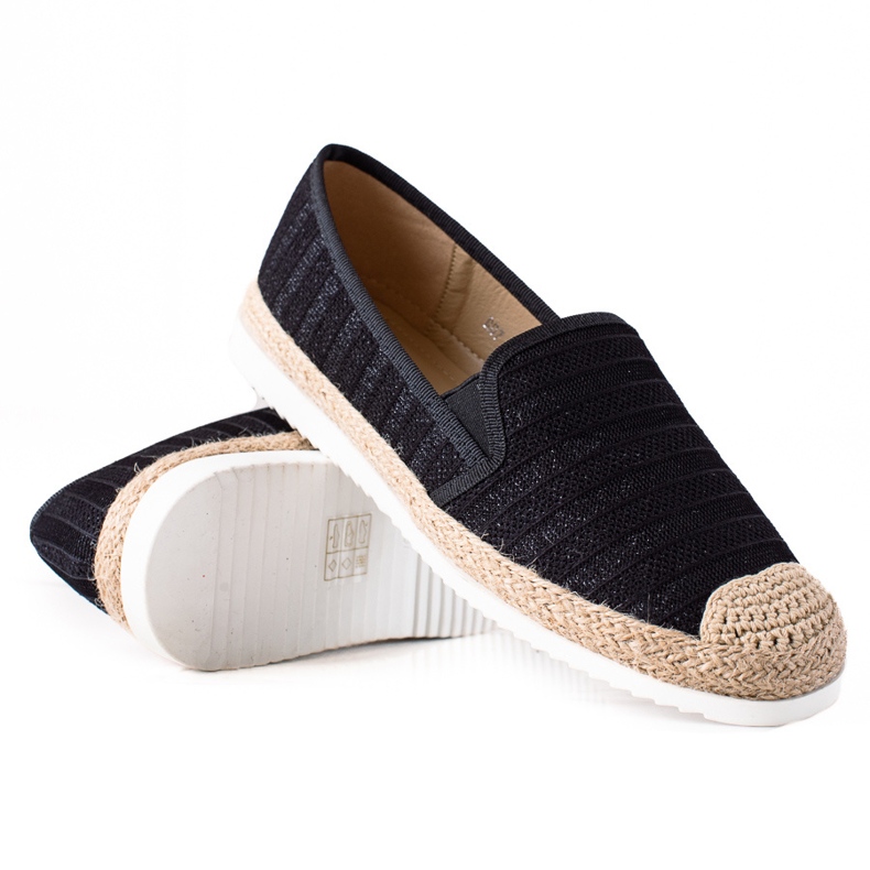 SHELOVET Nazouvací espadrilky černá