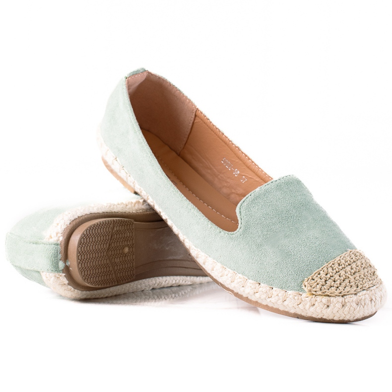 SHELOVET Semišové espadrilky zelená SHELOVET Semišové espadrilky zelená