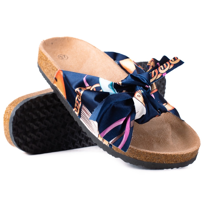 SHELOVET Modré Pantofle S Mašlí námořnická modrá