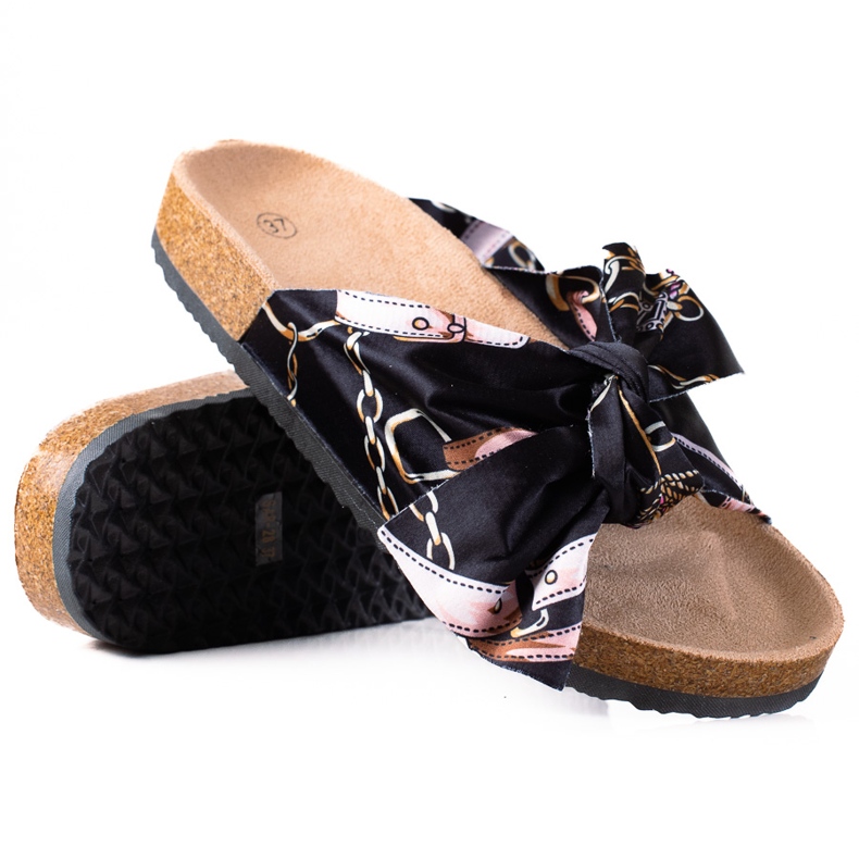 SHELOVET černé Pantofle S Mašlí černá