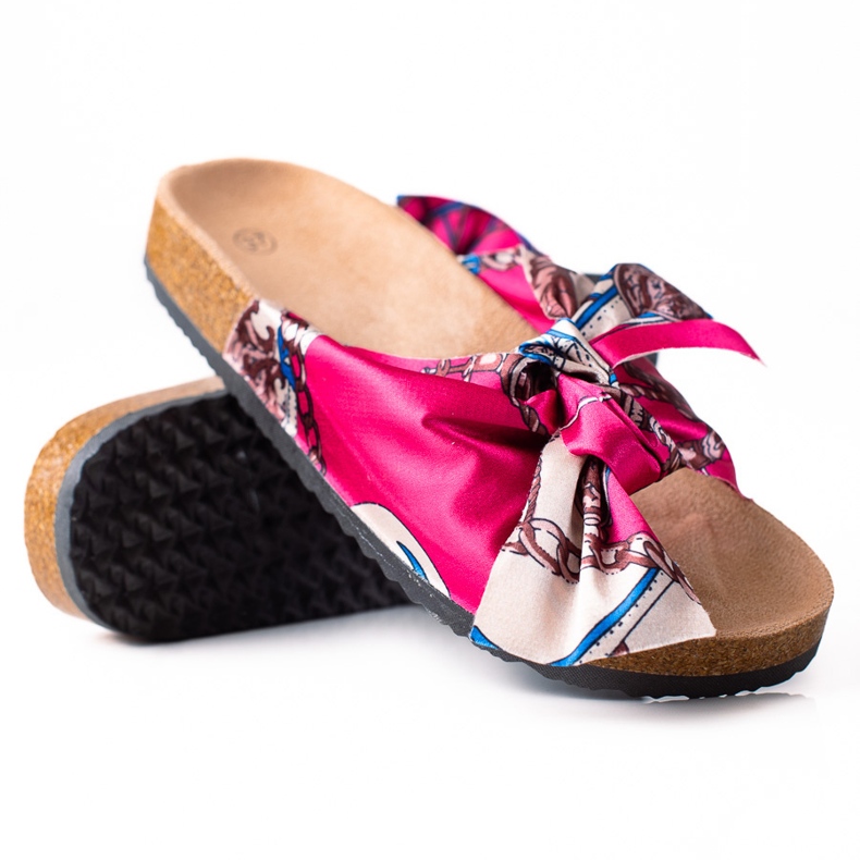 SHELOVET Růžové Pantofle S Mašlí růžový