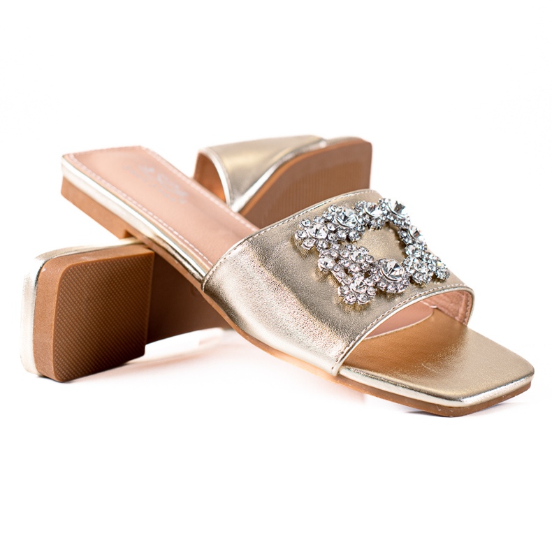 SHELOVET Elegantní pantofle zlatý