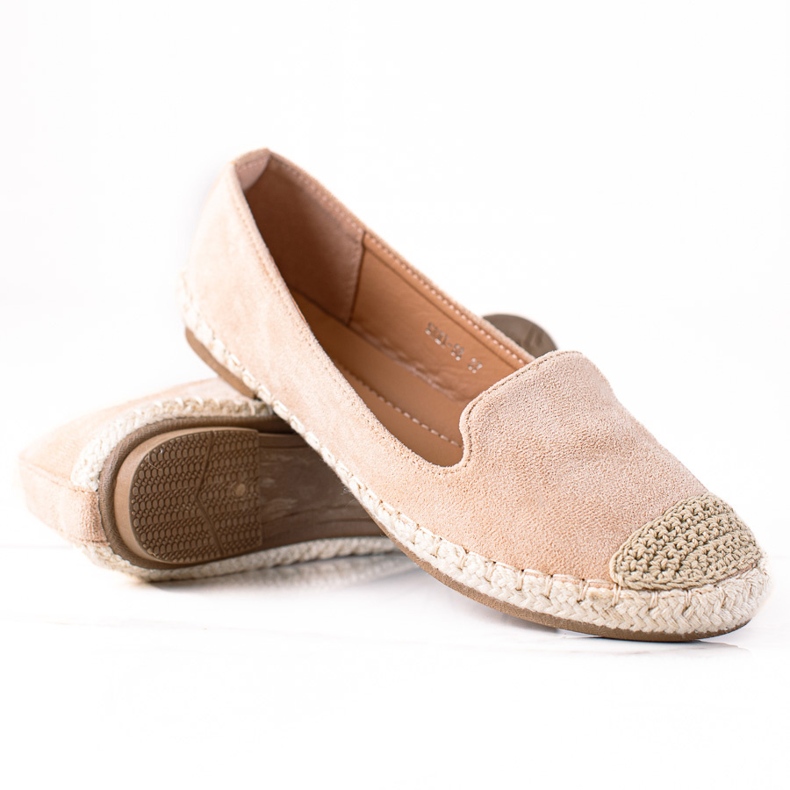 SHELOVET Semišové espadrilky béžový SHELOVET Semišové espadrilky béžový
