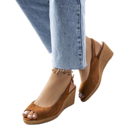 Hnědé espadrilky na klínovém podpatku Alpat hnědý