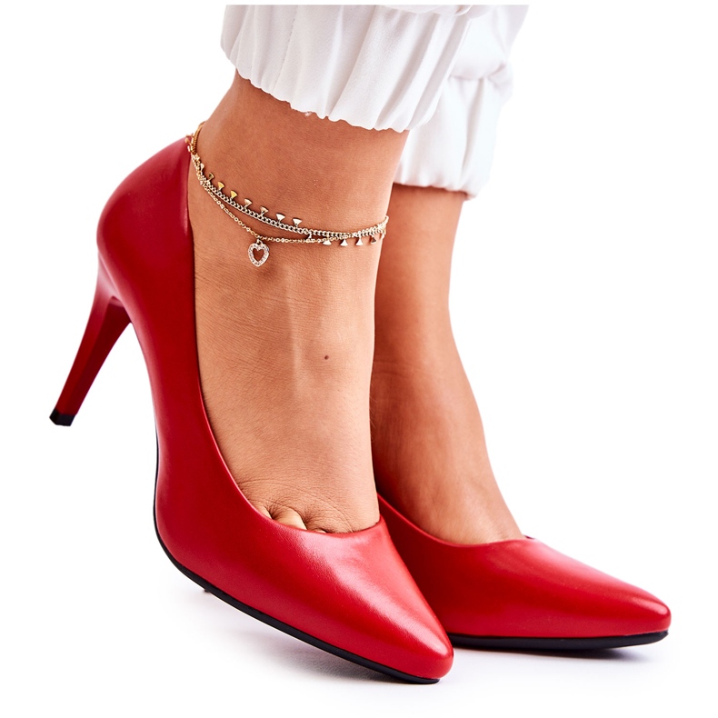 Sergio Leone Klasické kouzelně červené kožené jehlové podpatky