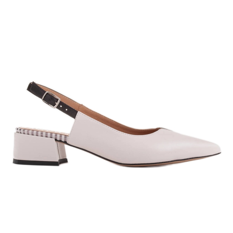 Marco Shoes Nízké lodičky na otevřeném podpatku z jemné přírodní kůže bílý černá