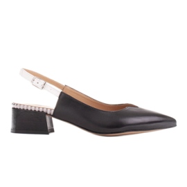 Marco Shoes Nízké lodičky na otevřeném podpatku z jemné přírodní kůže bílý černý