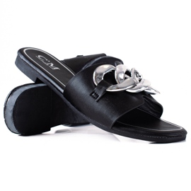 SHELOVET Pantofle S řetízkem černý