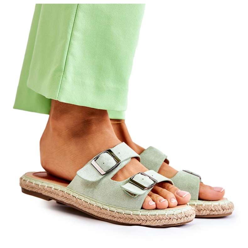 Klasické semišové dámské pantofle zelené Casilda zelená