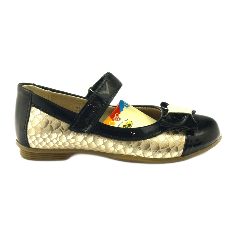 Černozlaté baleríny kožená mašle Ren But černá žlutá