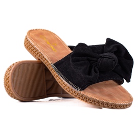 SHELOVET Pantofle s mašlí černý