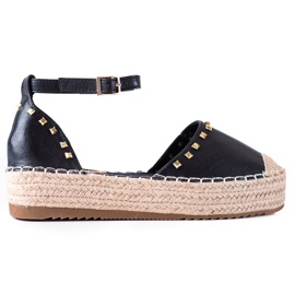 SHELOVET Espadrilky s cvočky černá