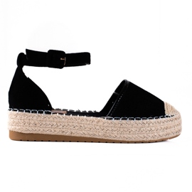 SHELOVET Černé espadrilky na platformě černá SHELOVET Černé espadrilky na platformě černá