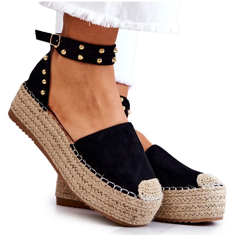 FB2 Black Lillian Espadrilky Sandály s tryskami černá FB2 Black Lillian Espadrilky Sandály s tryskami černá