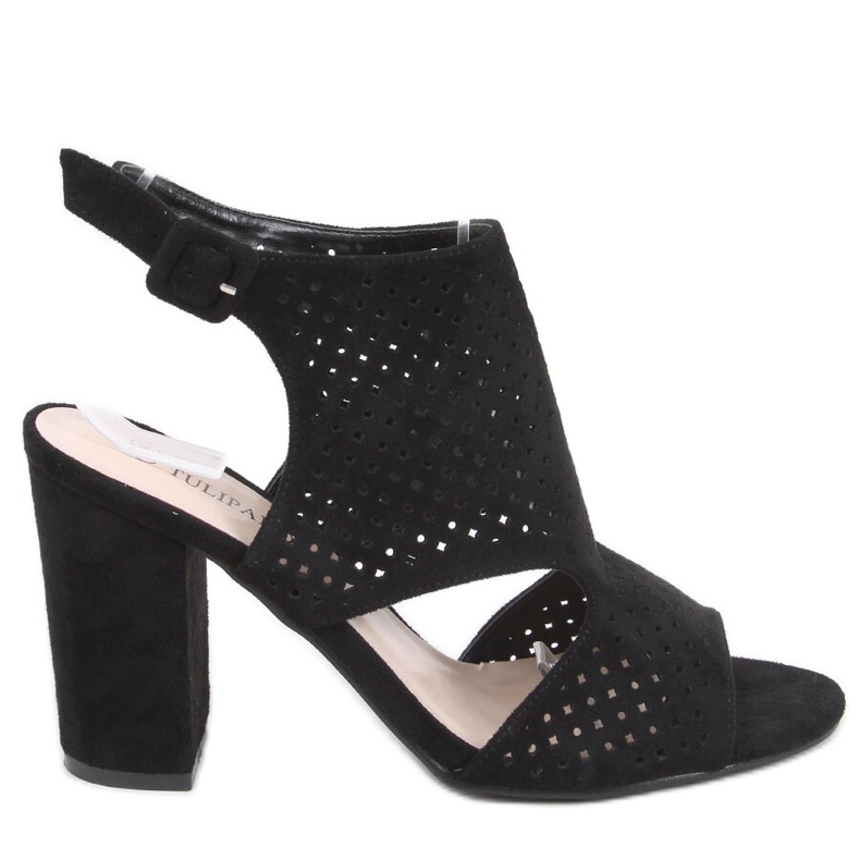 Prolamované sandály na vysokém podpatku Guala Black černá Prolamované sandály na vysokém podpatku Guala Black černá