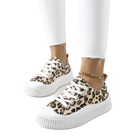 Béžové tenisky na platformě Chovka béžový hnědý černá