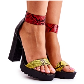 Módní Sandály Na Masivní Bar Multikolor Elisen černá červené žlutá