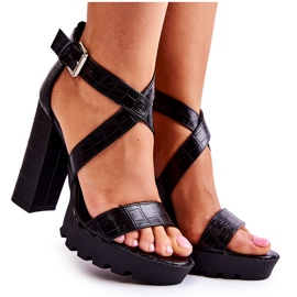 Módní sandály na baru s hadím černým páskem Rammis